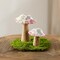 Melrose Floral Mango Wood Mushroom Decorations - 6.5" - Brown and Pink - Set of 2